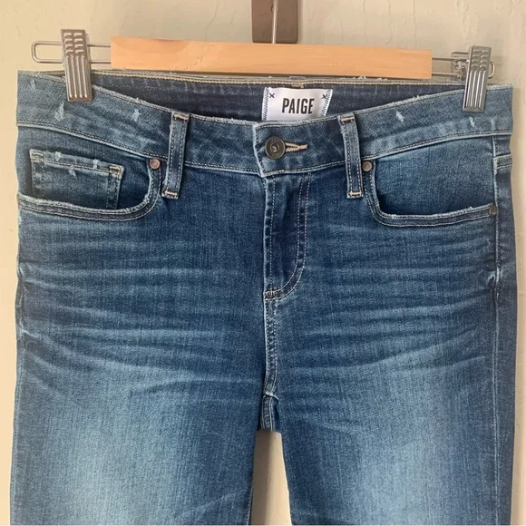 PAIGE Skyline Skinny Crop Mid-Rise Pico Jeans Raw Hem Size 27 - Picture 6 of 15
